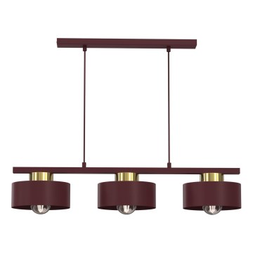 Takpendel med kabel MARTI 3xE27/15W/230V bordeaux/guld