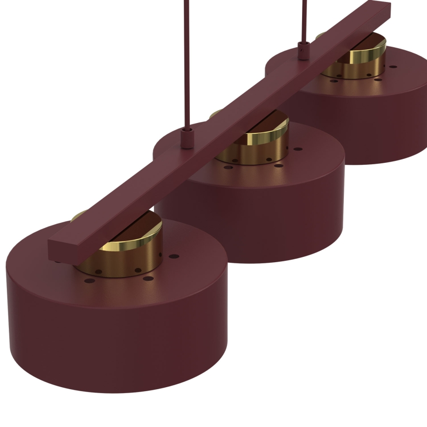 Takpendel med kabel MARTI 3xE27/15W/230V bordeaux/guld