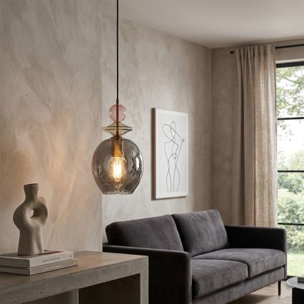 Takpendel med kabel VELLO 1xE27/15W/230V svart/rökrosa/beige/svart