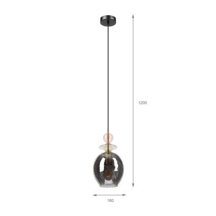 Takpendel med kabel VELLO 1xE27/15W/230V svart/rökrosa/beige/svart