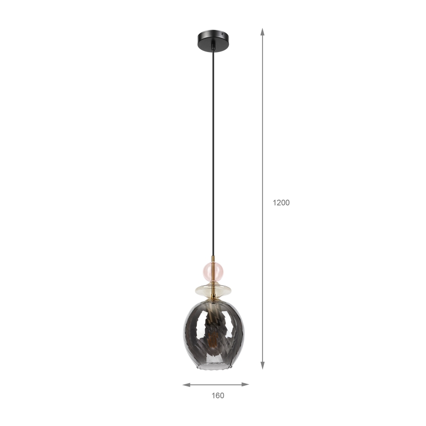 Takpendel med kabel VELLO 1xE27/15W/230V svart/rökrosa/beige/svart