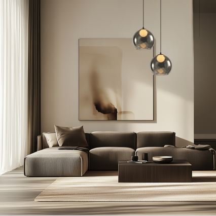 Takpendel med sladd BRIN 1xG9/15W/230V rökigt svart