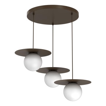 Takpendel med sladd FLAT 3xE27/15W/230V brun