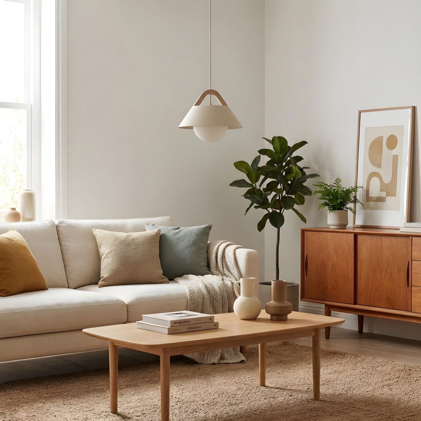 Takpendel med sladd FUNDA 1xE27/15W/230V beige