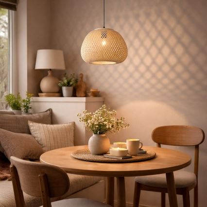 Takpendel med sladd PETRA 1xE27/15W/230V bambu