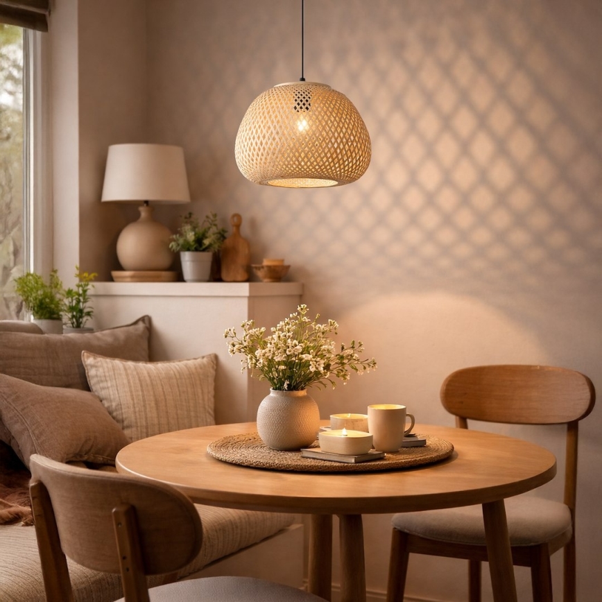 Takpendel med sladd PETRA 1xE27/15W/230V bambu