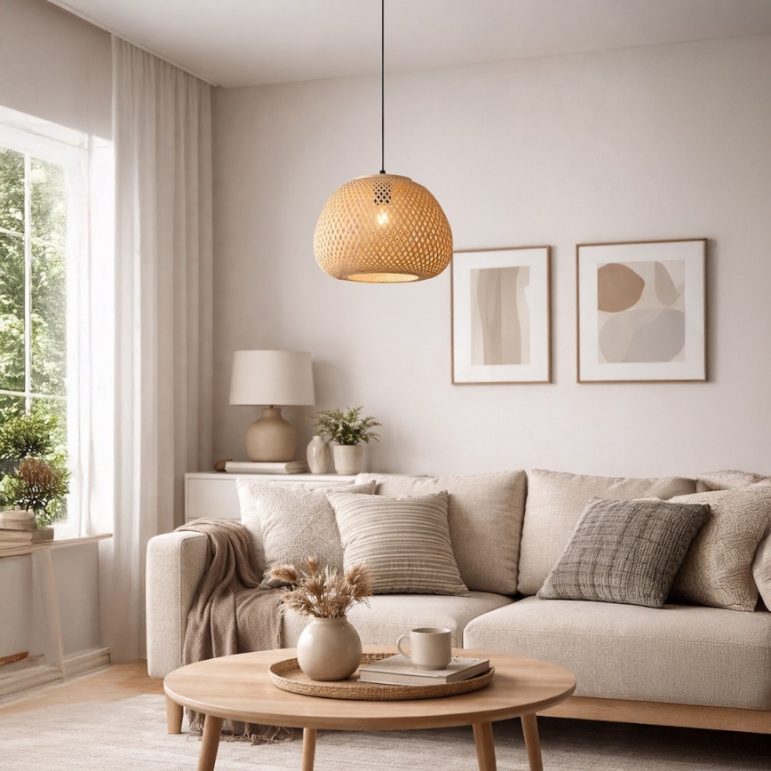 Takpendel med sladd PETRA 1xE27/15W/230V bambu