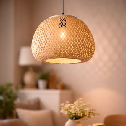 Takpendel med sladd PETRA 1xE27/15W/230V bambu