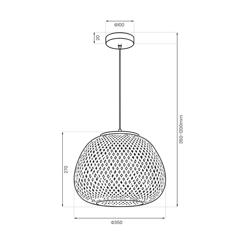 Takpendel med sladd PETRA 1xE27/15W/230V bambu