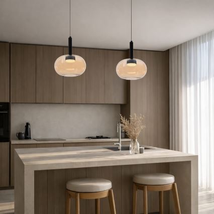 Takpendel med vajer BUENO 1xGX53/9W/230V Ø 25 cm rökbeige