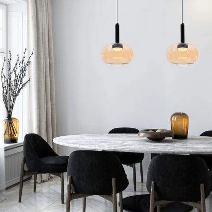 Takpendel med vajer BUENO 1xGX53/9W/230V Ø 25 cm rökbeige