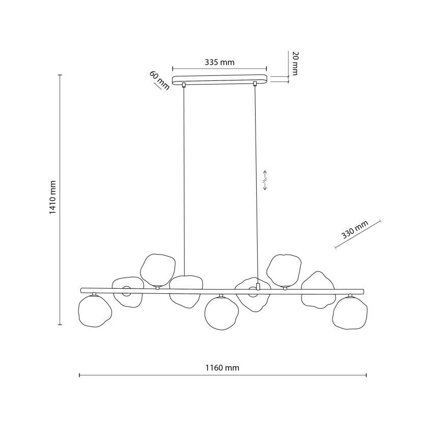 Takpendel med vajer LAVA 9xG9/8W/230V brons/rökbeige