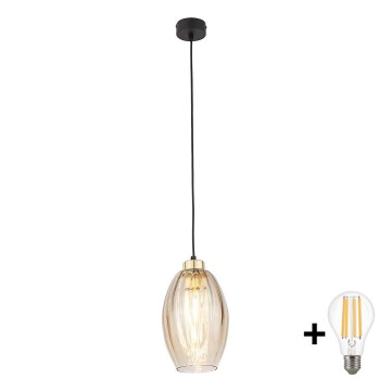 Takpendel med vajer SEBO 1xE27/15W/230V svart/rökbeige