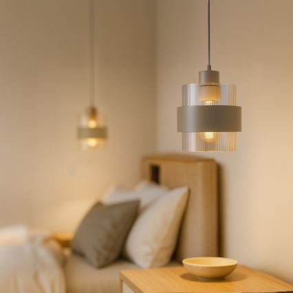 Takpendel med vajer VALENTINO 1xE27/15W/230V beige/klar