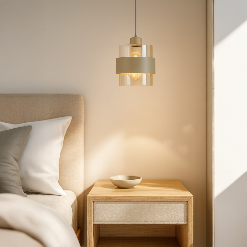 Takpendel med vajer VALENTINO 1xE27/15W/230V beige/klar