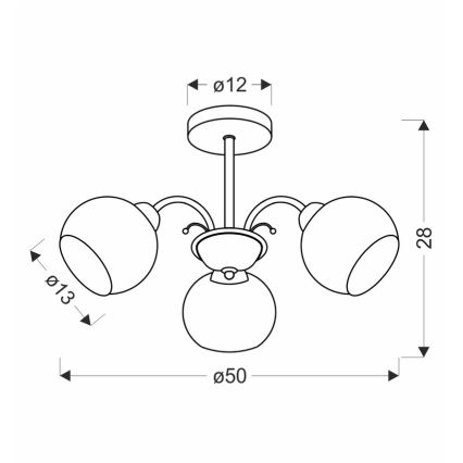Takpendel NESTOR 3xE27/40W/230V mässing