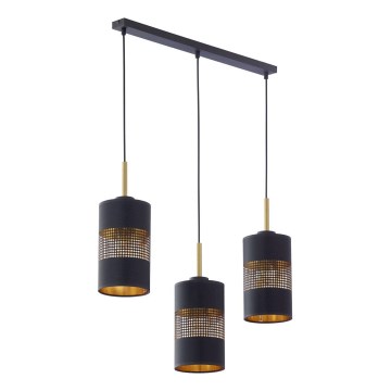 Takpendel på kabel BOGART 3xE27/15W/230V svart/guld