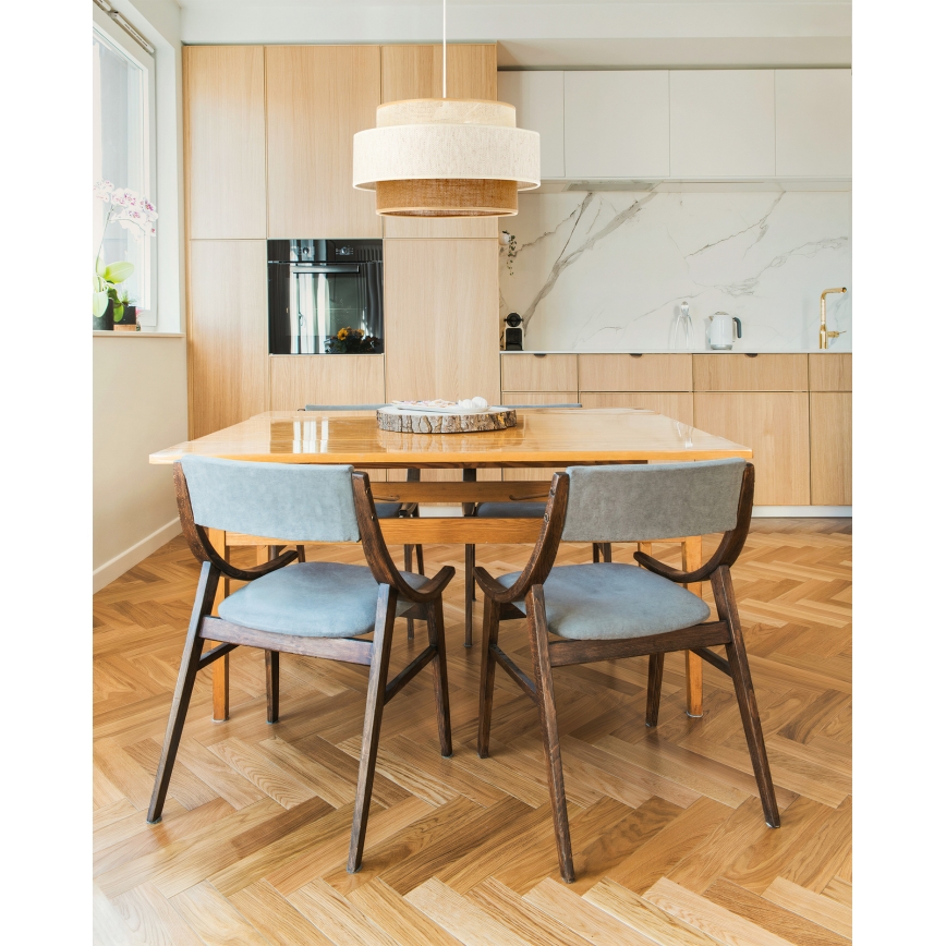 Takpendel på kabel BOHO 1xE27/60W/230V Ø 40 cm vit/jute