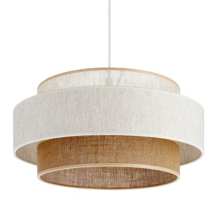 Takpendel på kabel BOHO 1xE27/60W/230V Ø 40 cm vit/jute
