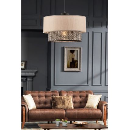 Takpendel på kabel ECHO 1xE27/60W/230V beige/grå