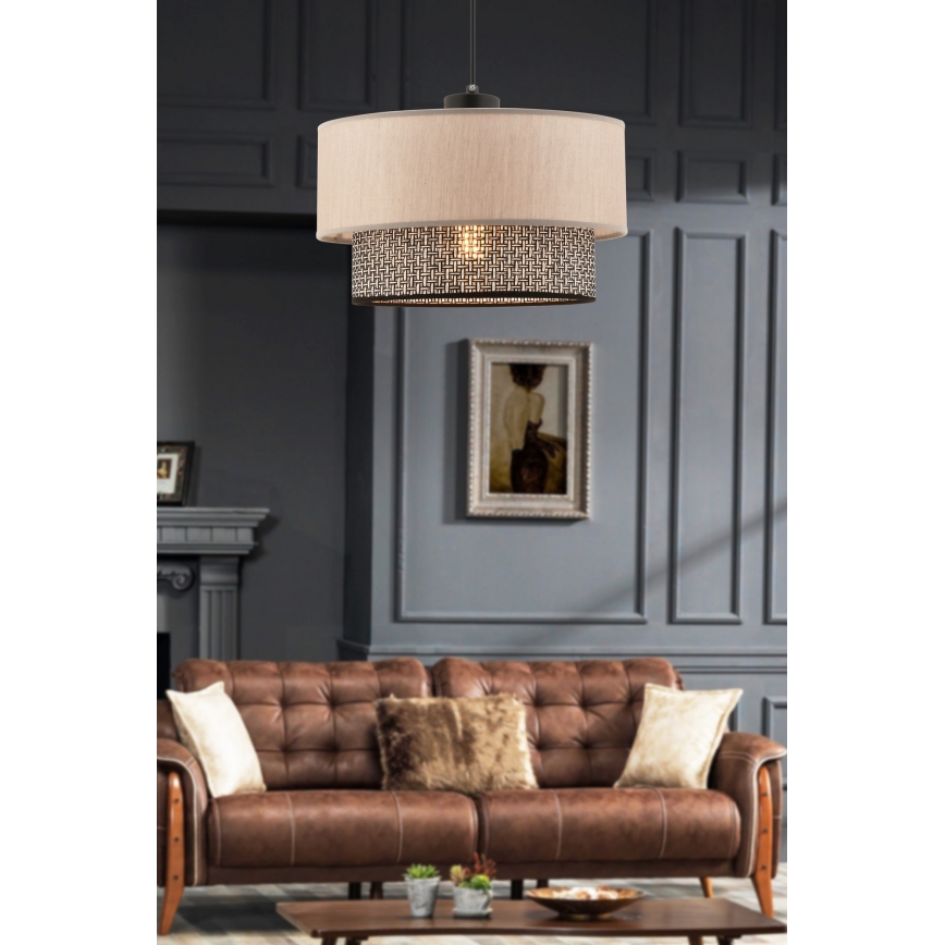 Takpendel på kabel ECHO 1xE27/60W/230V beige/grå