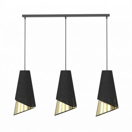 Takpendel på kabel MODA 3xE27/15W/230V svart/guld