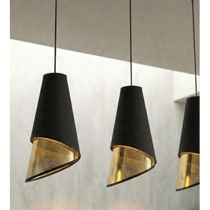 Takpendel på kabel MODA 3xE27/15W/230V svart/guld