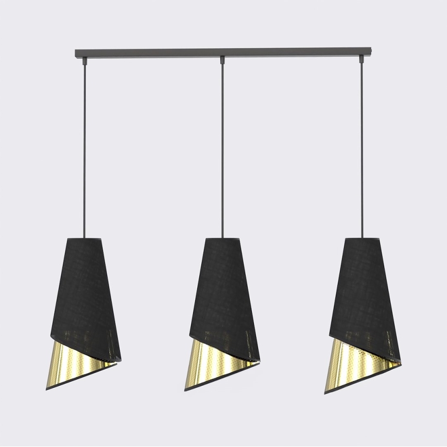 Takpendel på kabel MODA 3xE27/15W/230V svart/guld