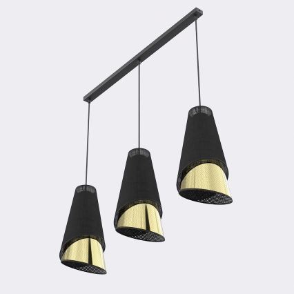 Takpendel på kabel MODA 3xE27/15W/230V svart/guld