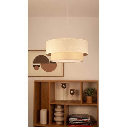 Takpendel på kabel NATIA 1xE27/60W/230V Ø 45 cm krämfärgad