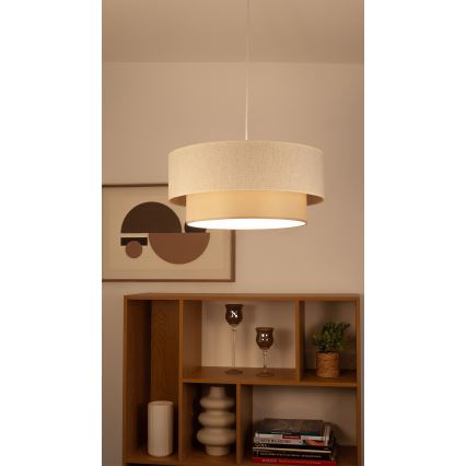 Takpendel på kabel NATIA 1xE27/60W/230V Ø 45 cm krämfärgad