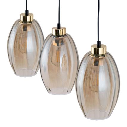 Takpendel på kabel SEBO 3xE27/15W/230V svart/rökbeige