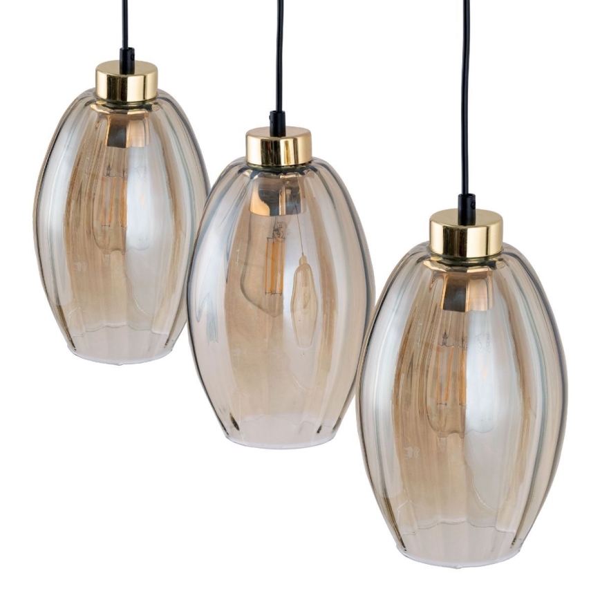 Takpendel på kabel SEBO 3xE27/15W/230V svart/rökbeige