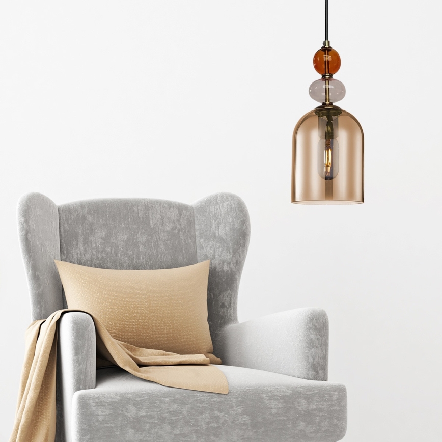 Takpendel på kabel TROPEA 1xE27/15W/230V svart/rökig röd/beige