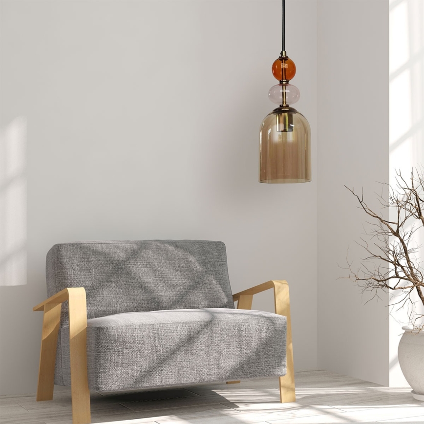Takpendel på kabel TROPEA 1xE27/15W/230V svart/rökig röd/beige