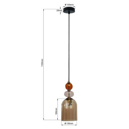 Takpendel på kabel TROPEA 1xE27/15W/230V svart/rökig röd/beige