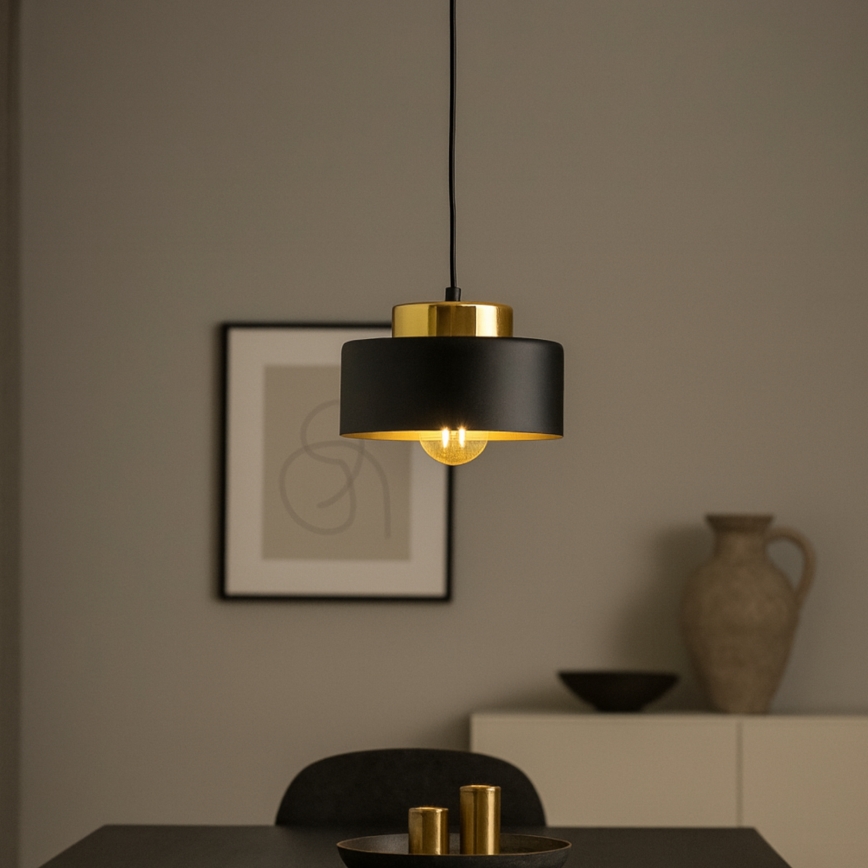 Takpendel på sladd IGNIA 1xE27/60W/230V svart/guld