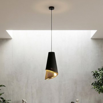 Takpendel på sladd MODA 1xE27/15W/230V svart/guld