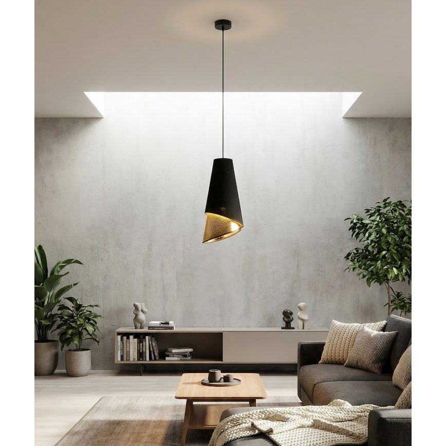 Takpendel på sladd MODA 1xE27/15W/230V svart/guld