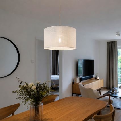 Takpendel på sladd SIRJA PLISADO 1xE27/15W/230V Ø 35 cm vit
