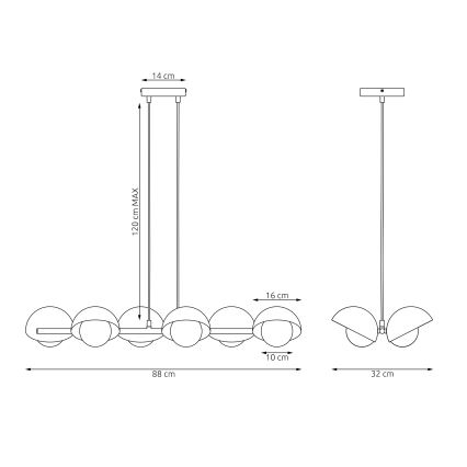 Takpendel på vajer BOOM 6xG9/8W/230V svart