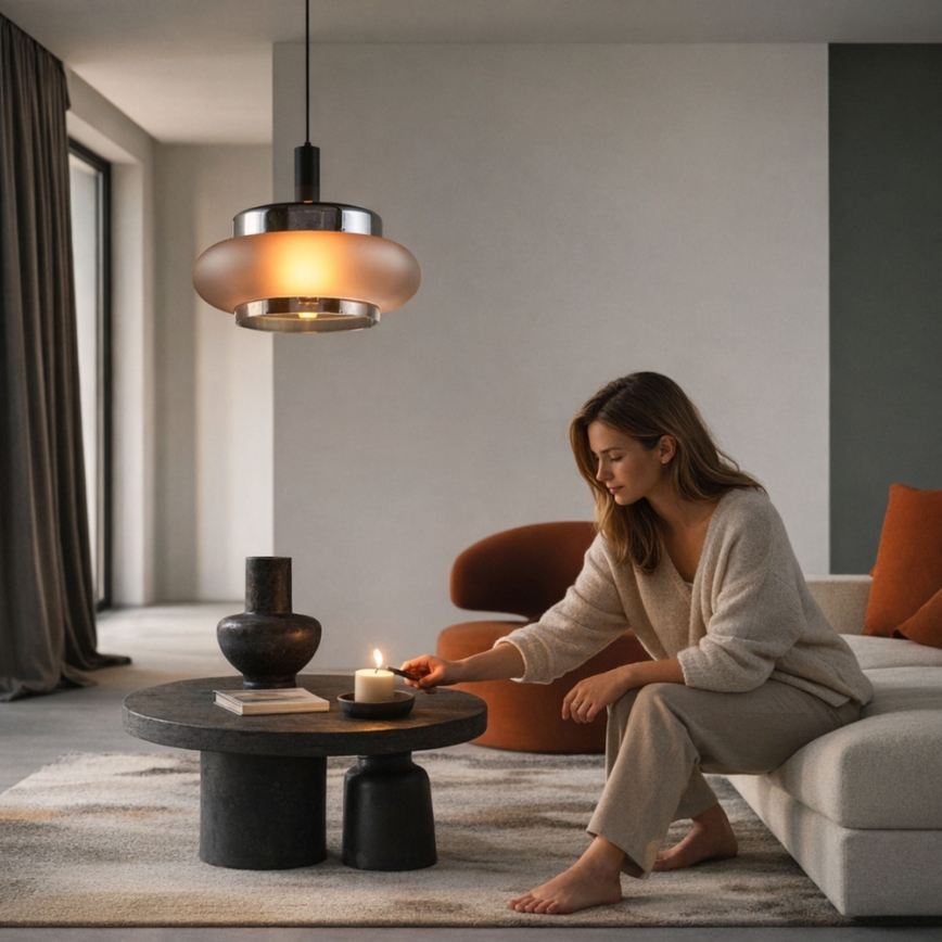 Takpendel på vajer BRIZI 1xE27/40W/230V grå/rökfärgad