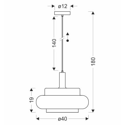 Takpendel på vajer BRIZI 1xE27/40W/230V grå/rökfärgad