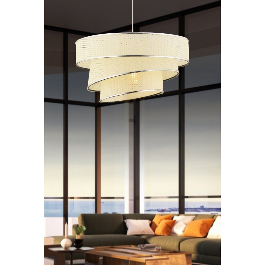 Takpendel på vajer COUPER 1xE27/60W/230V vit/blank krom