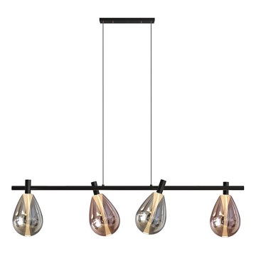 Takpendel på vajer DENSO 4xG9/5W/230V, svart krom/koppar