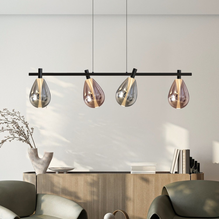 Takpendel på vajer DENSO 4xG9/5W/230V, svart krom/koppar