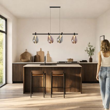 Takpendel på vajer DENSO 4xG9/5W/230V, svart krom/koppar