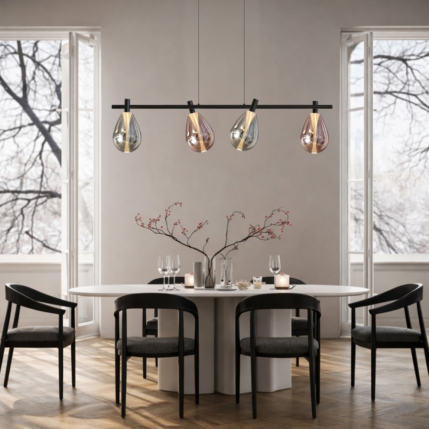 Takpendel på vajer DENSO 4xG9/5W/230V, svart krom/koppar