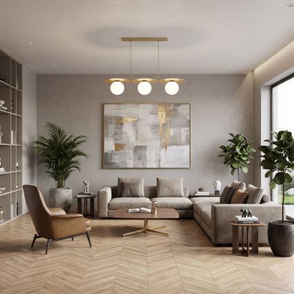 Takpendel på vajer FLAT 3xE27/15W/230V guld