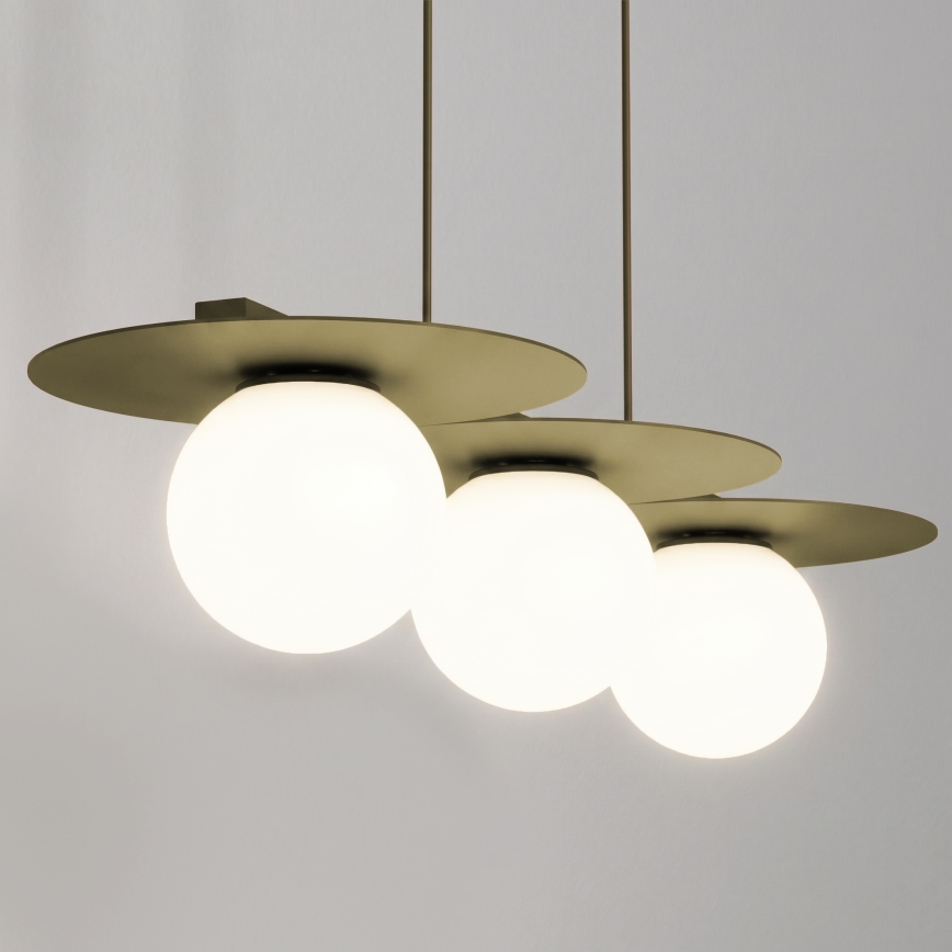 Takpendel på vajer FLAT 3xE27/15W/230V guld
